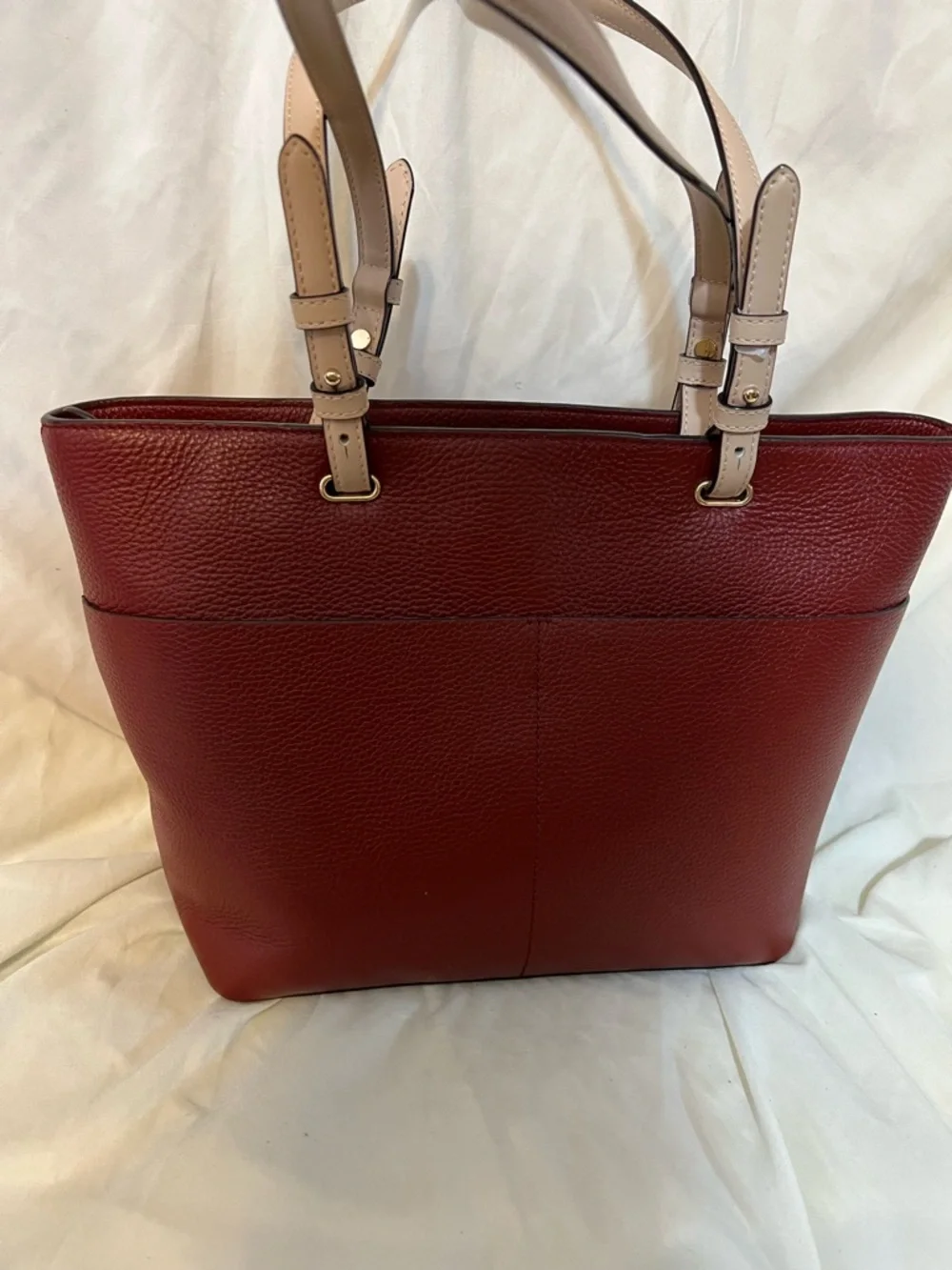 Michael Kors Burnt Red Leather Tote with Beige Handles - Picture 2 of 5